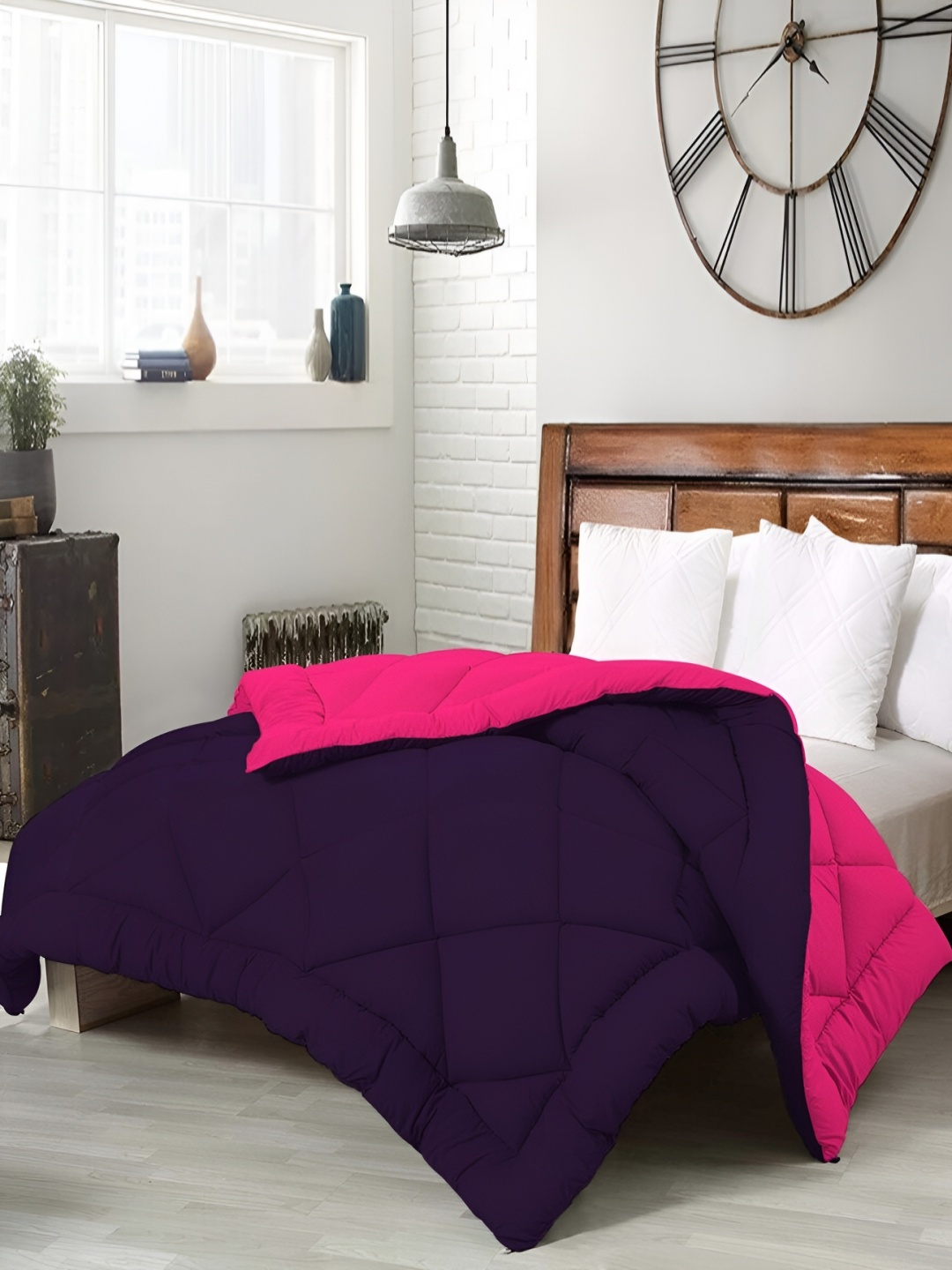 

Comfowell Blue & Pink Microfiber Heavy Winter 233 GSM Single Bed Quilt