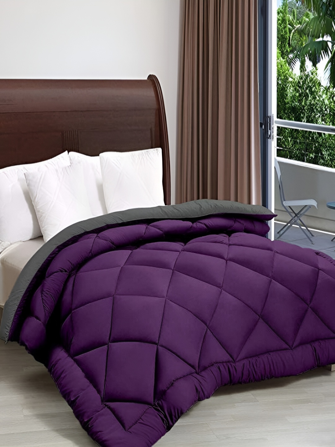 

Comfowell Purple & Grey Geometric Heavy Winter 233 GSM Double Bed Comforter