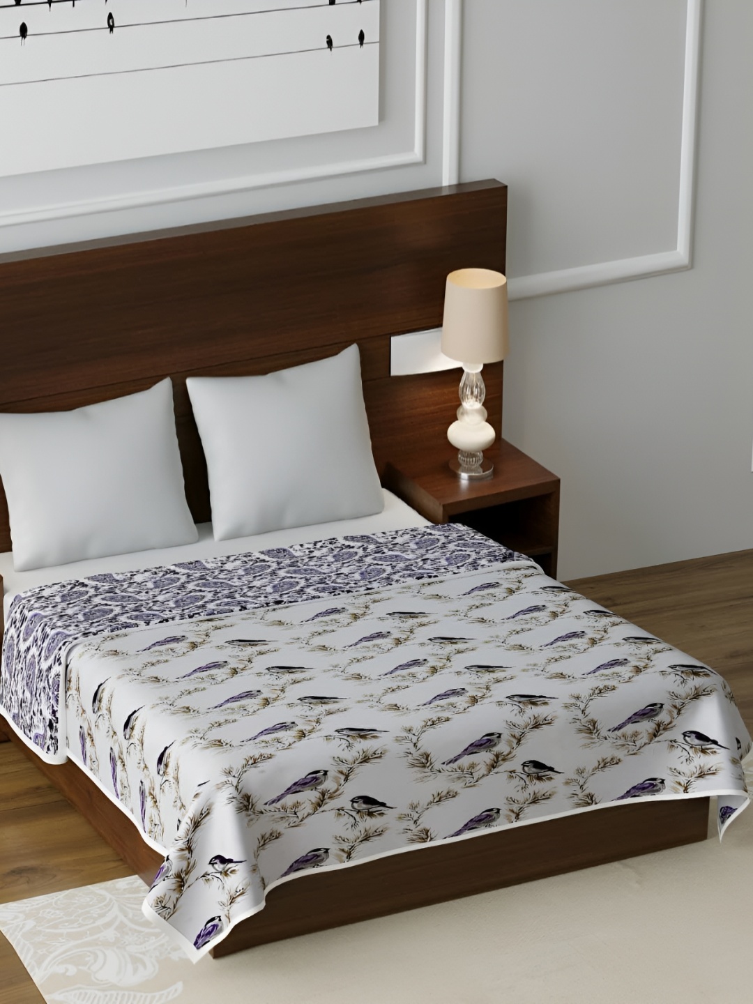 

Comfowell Grey & Blue Abstract Cotton AC Room 150 GSM Single Bed Dohar