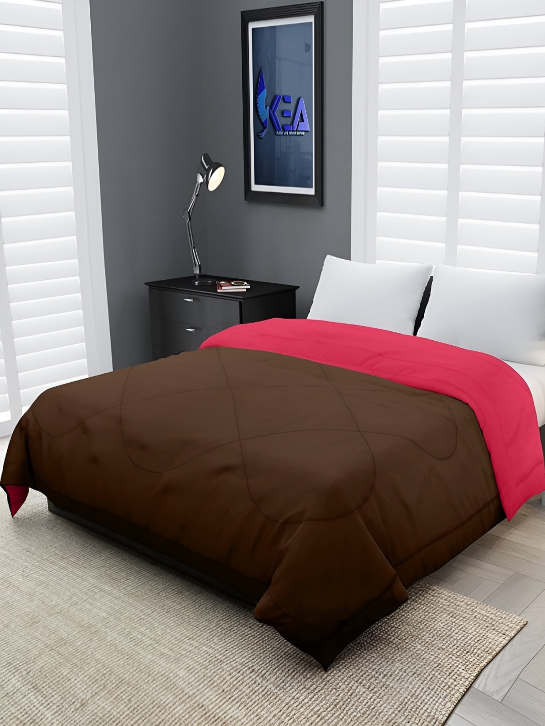 

Comfowell Brown & Pink Geometric Heavy Winter 233 GSM Double Bed Comforter