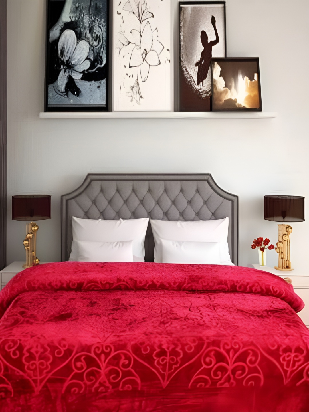 

Comfowell Red Ethnic Motifs Heavy Winter 110 GSM Double Bed Blanket