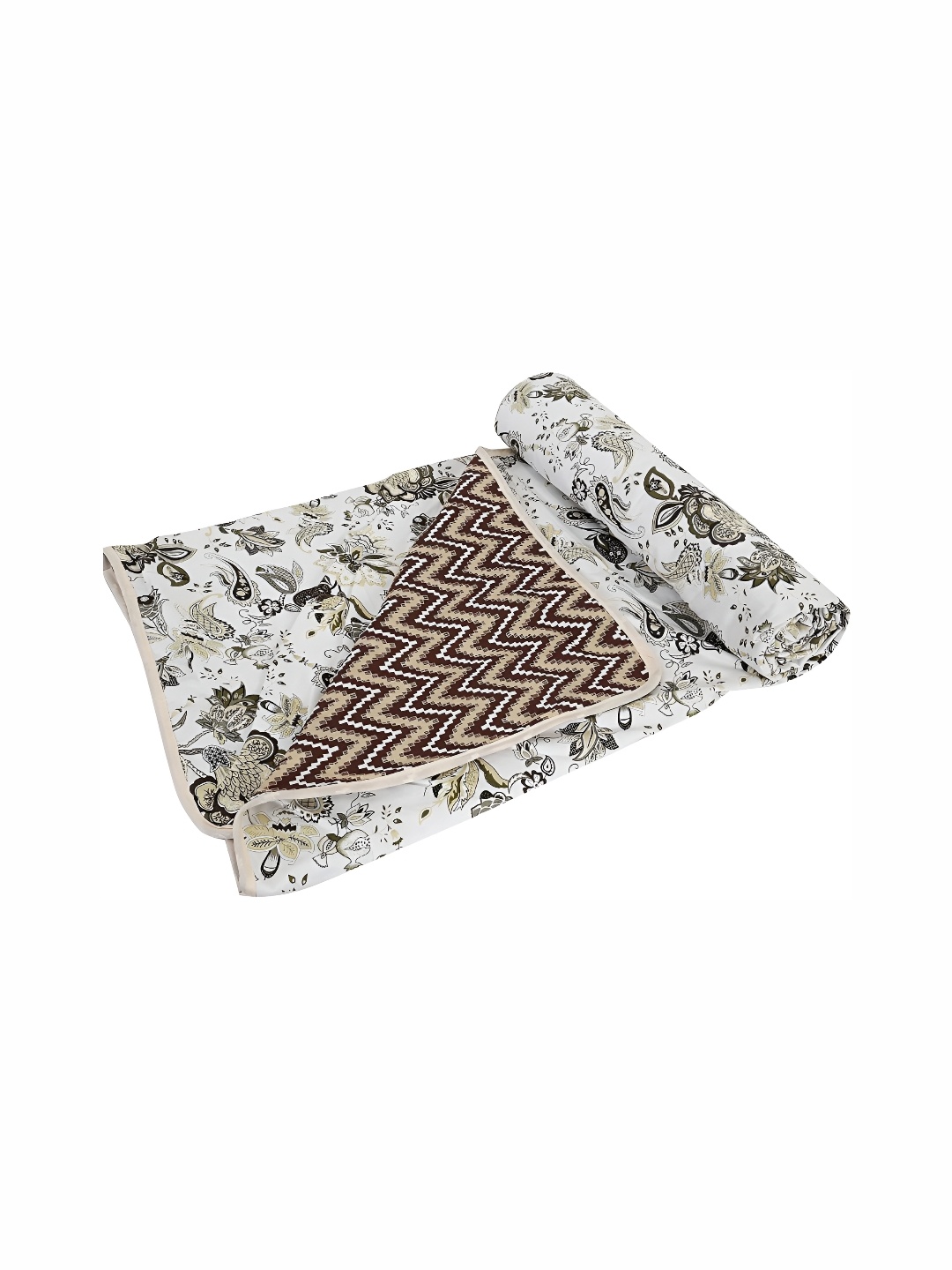 

Comfowell Brown & White Floral AC Room 110 GSM Double Bed Dohar