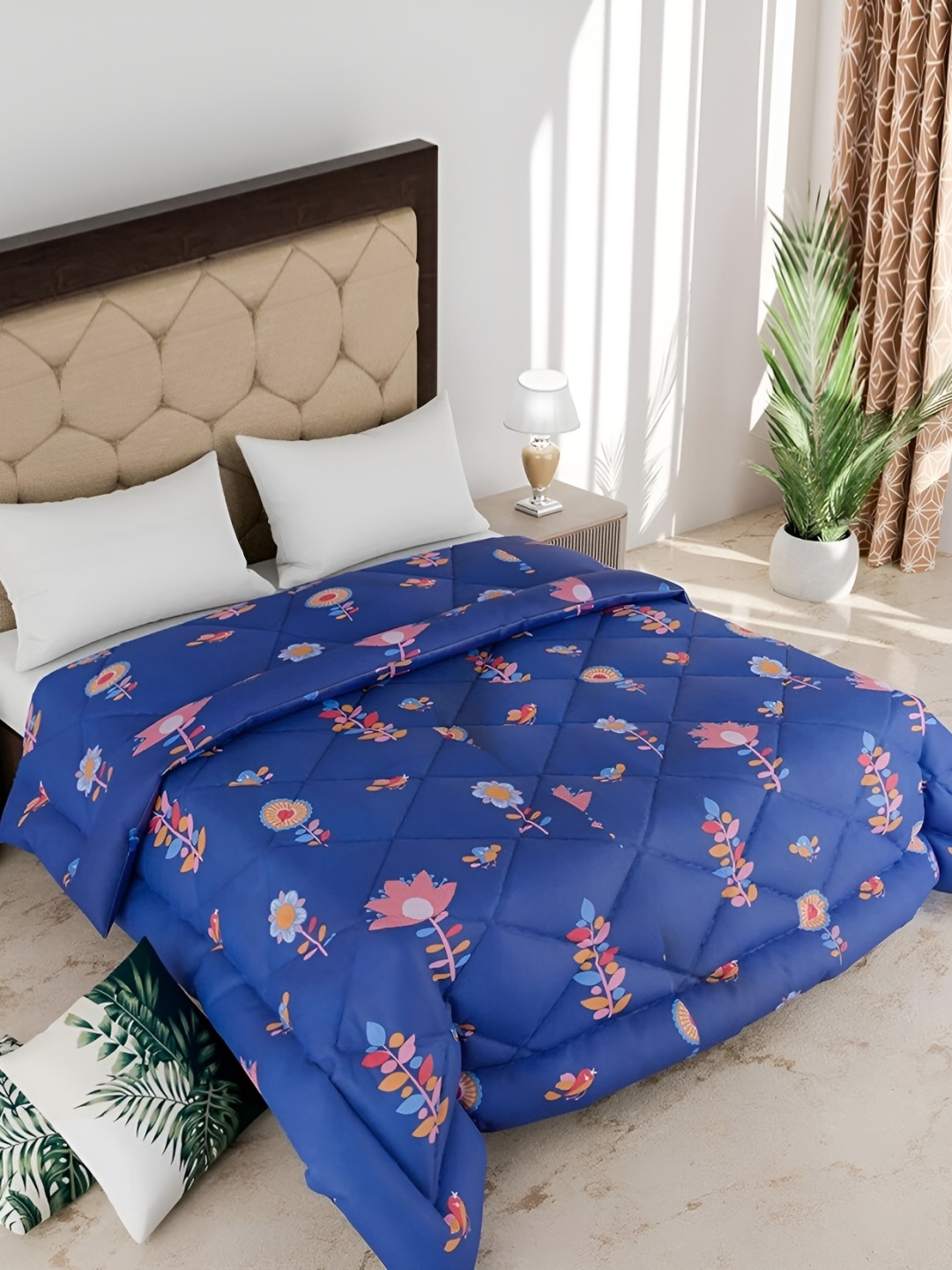 

Comfowell Blue & Pink Printed Heavy Winter 233 GSM Double Bed Quilt
