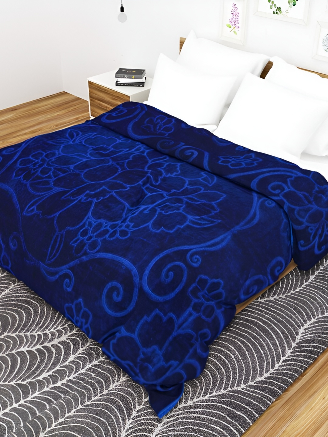 

Comfowell Blue Floral Microfiber Mild Winter 500 GSM Double Bed Blanket