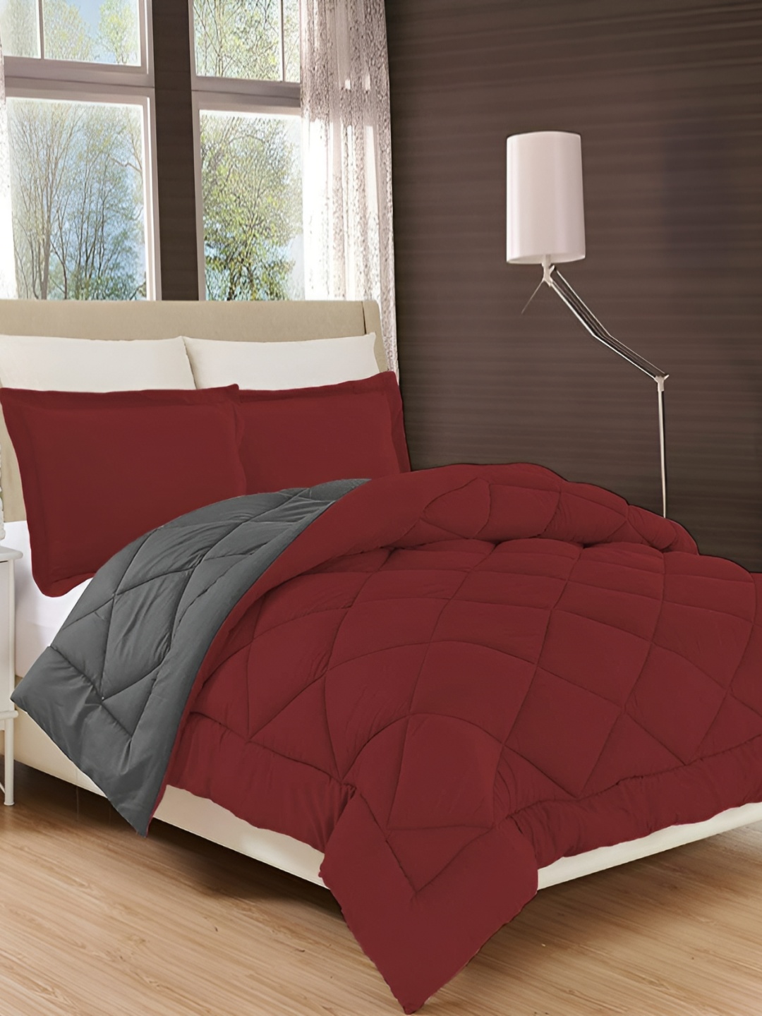 

Comfowell Maroon & Grey Heavy Winter 233 GSM Single Bed Comforter