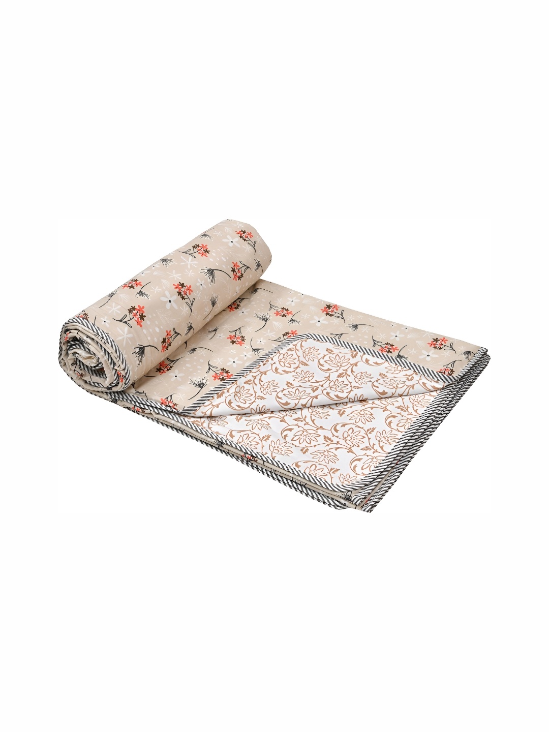

Comfowell Beige & White Floral AC Room Cotton 150 GSM Single Bed Dohar