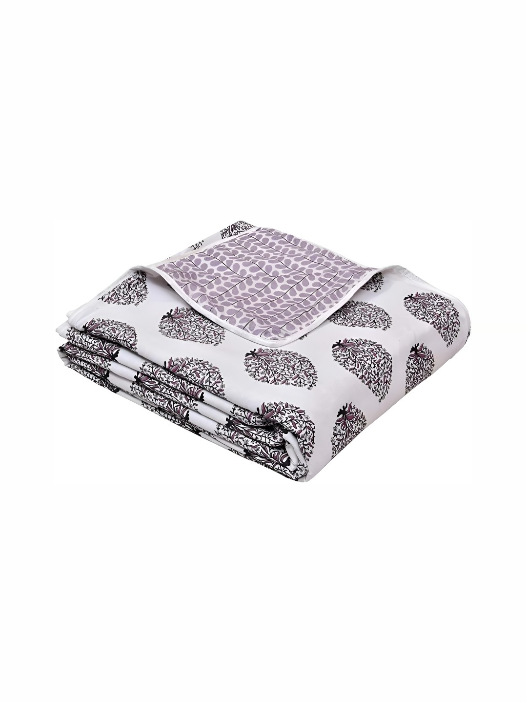 

Comfowell White & Grey Abstract Cotton AC Room 110 GSM Single Bed Dohar