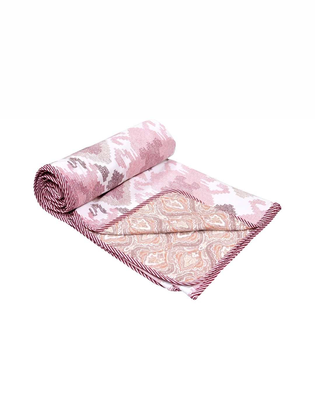 

Comfowell Pink & White Geometric Cotton AC Room 150 GSM Double Bed Dohar