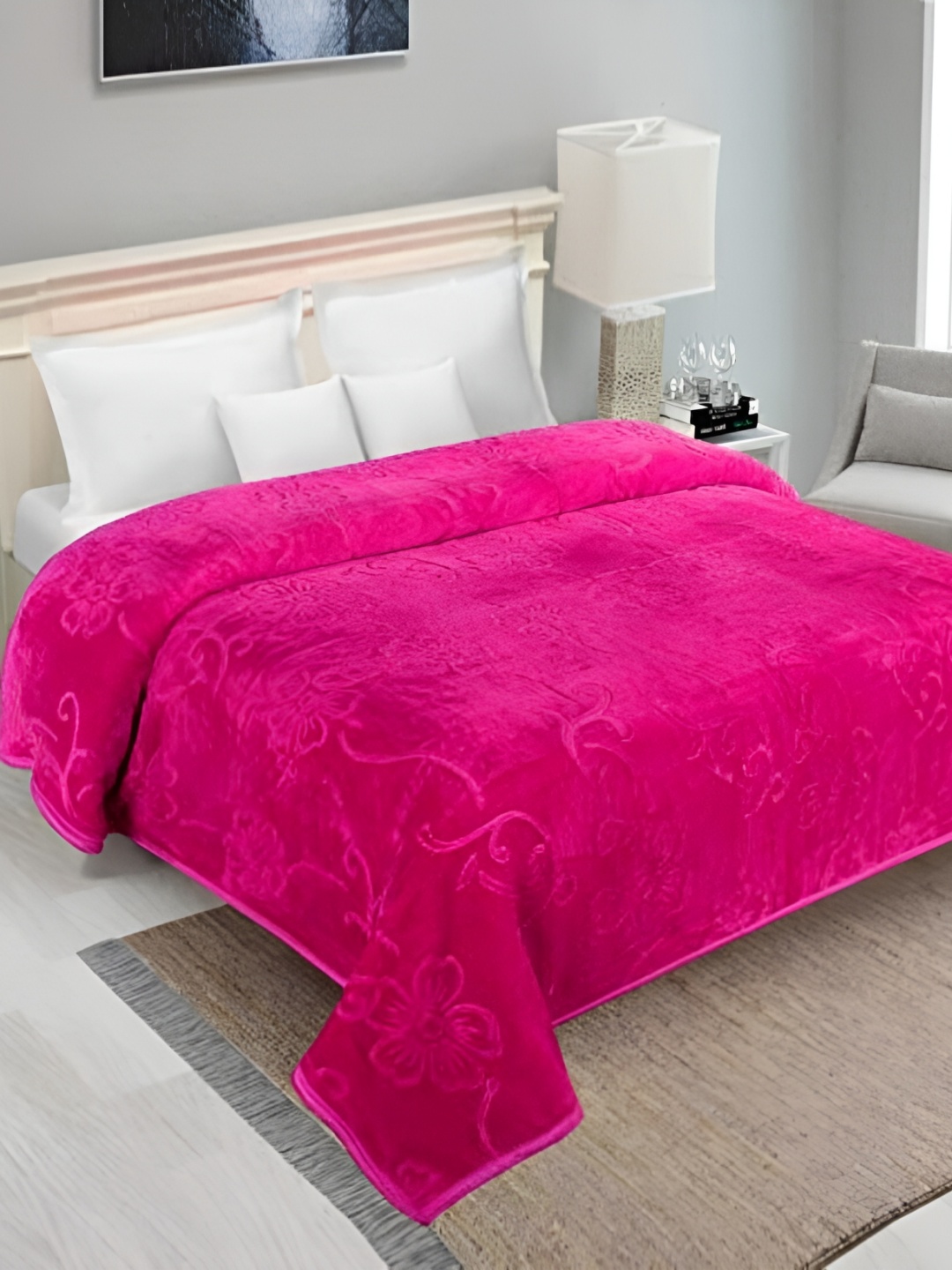 

Comfowell Pink Ethnic Motifs Microfiber Heavy Winter 110 GSM Single Bed Blanket