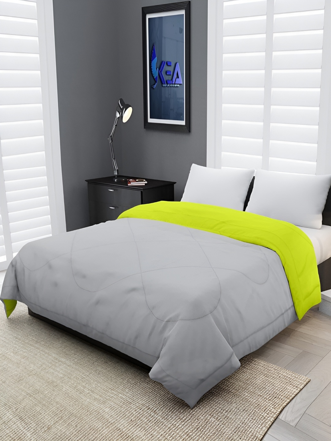 

Comfowell Green & Grey Heavy Winter 110 GSM Reversible Single Bed Comforter