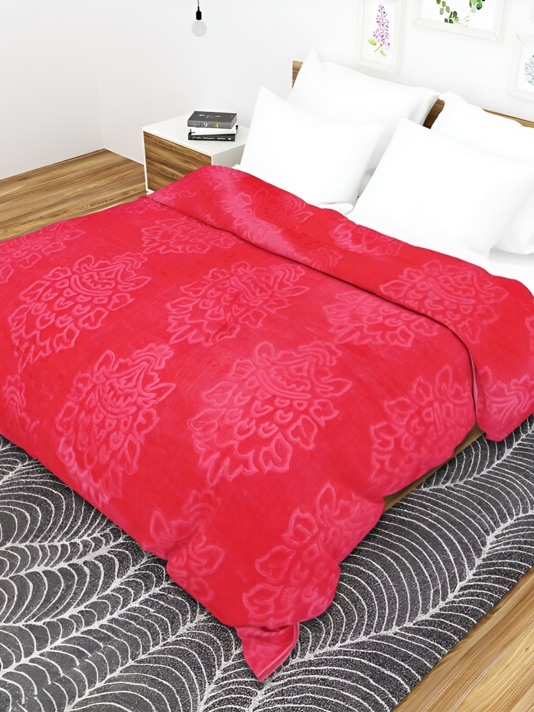 

Comfowell Pink Ethnic Motifs Microfiber Mild Winter 500 GSM Double Bed Blanket