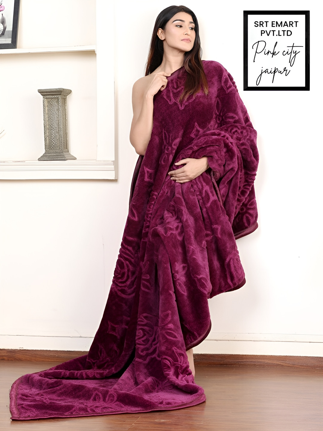 

Comfowell Purple Floral Fur Heavy Winter 500 GSM Single Bed Blanket