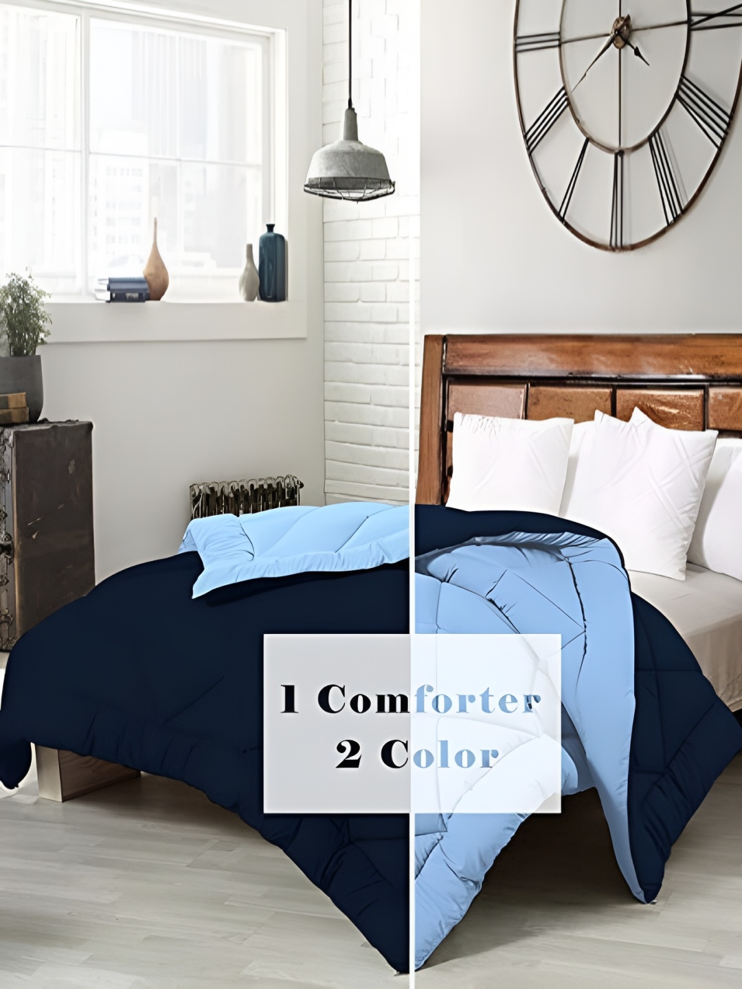 

Comfowell Blue & Navy Blue Checked Heavy Winter 233 GSM Double Bed Comforter
