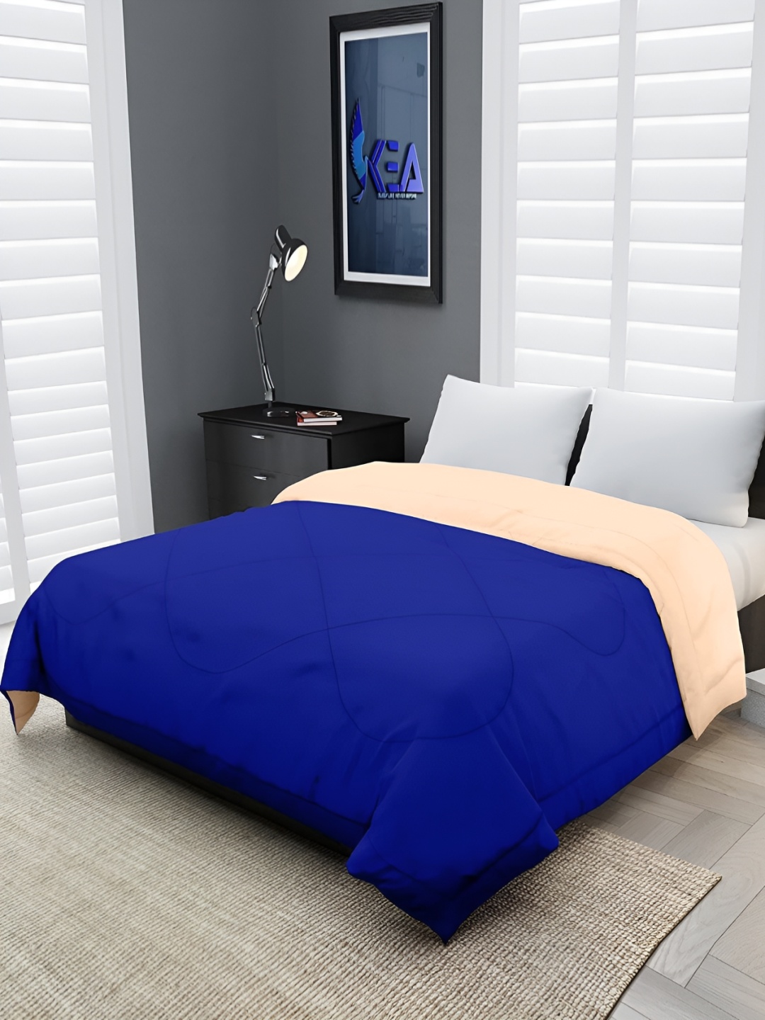 

Comfowell Peach-Coloured & Blue Heavy Winter 233 GSM Double Bed Comforter