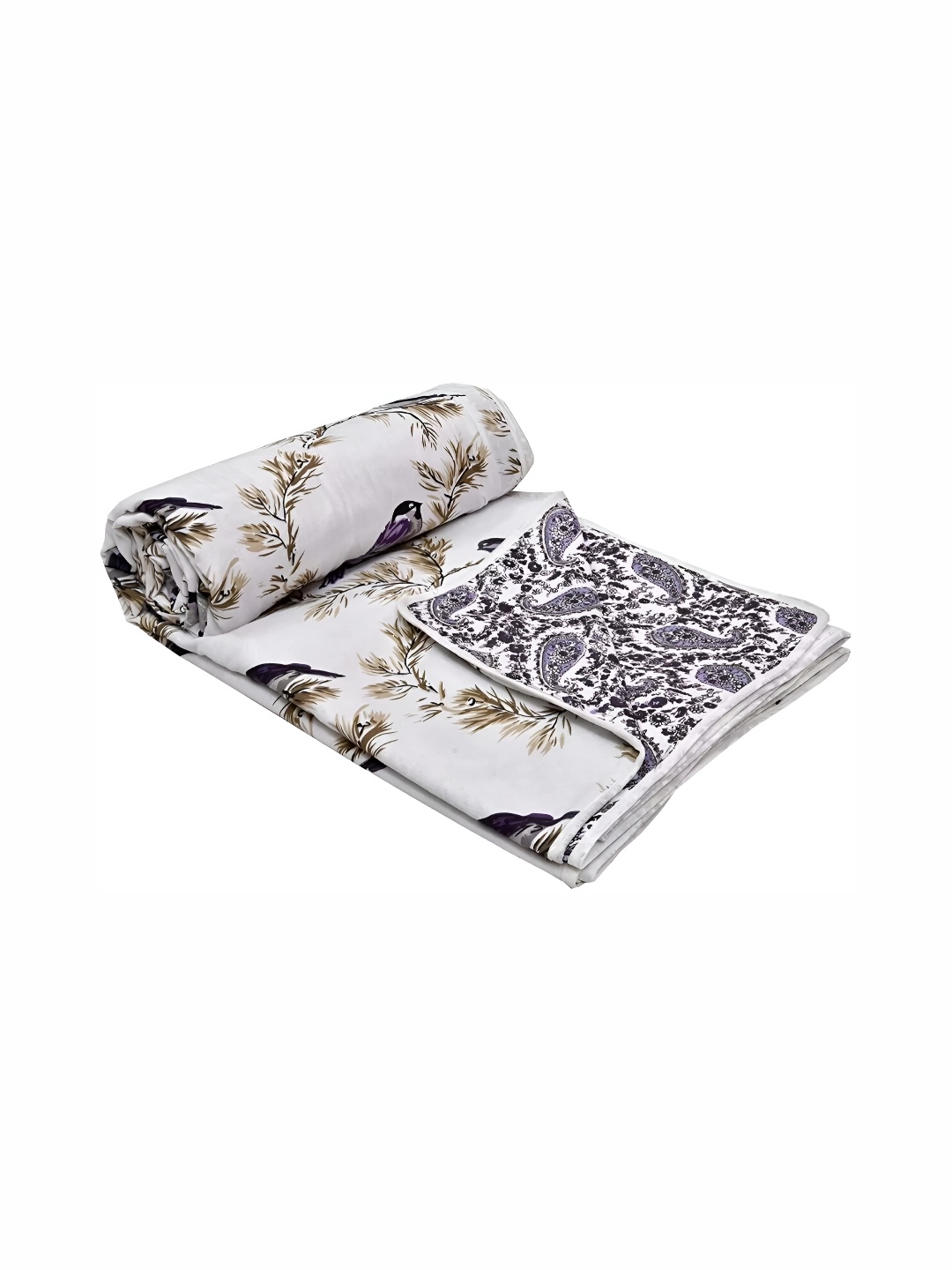 

Comfowell White & Purple Abstract AC Room 110 GSM Double Bed Dohar