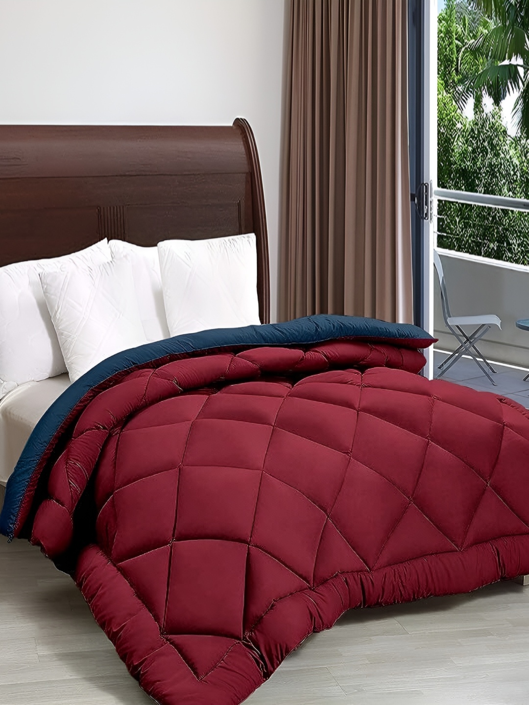 

Comfowell Blue & Maroon Checked Microfiber Heavy Winter 233 GSM Single Bed Comforter