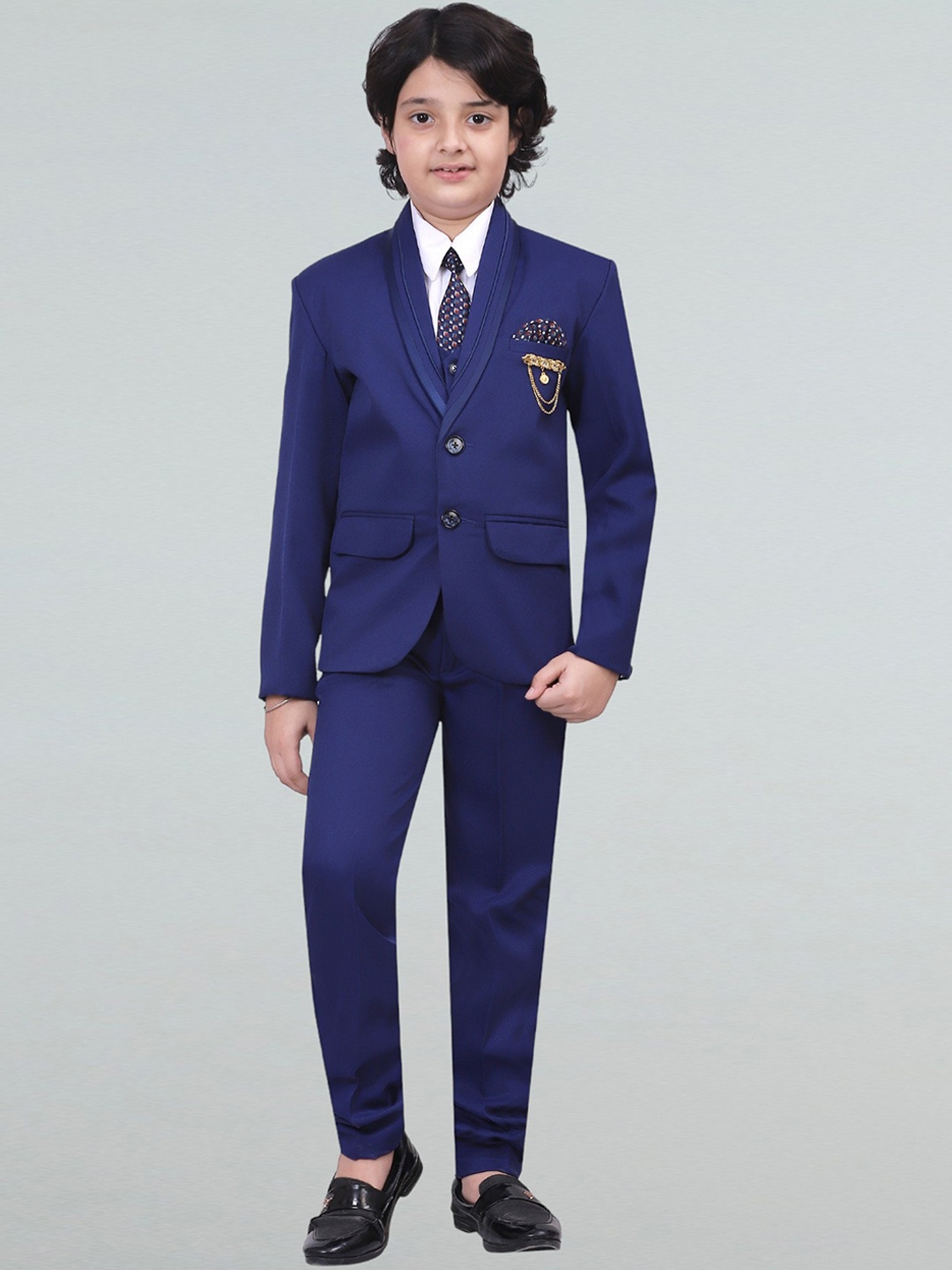 

BT DEZINES Boys Single-Breasted 5 Piece, Blue