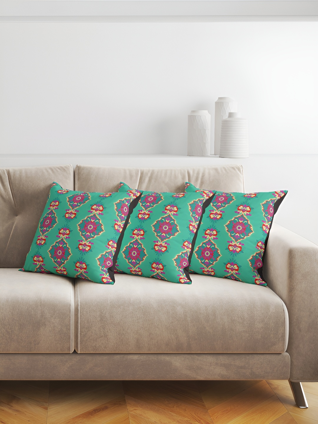 

ANS Teal & Purple 3Pcs Quirky Square Cushion Covers
