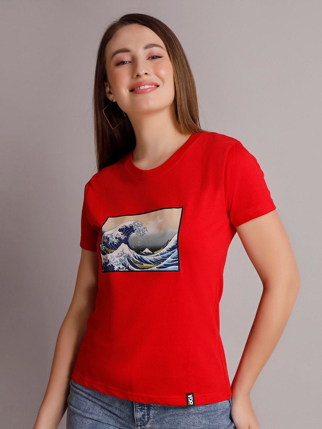 

VISO Graphic Printed Cotton T-shirt, Red