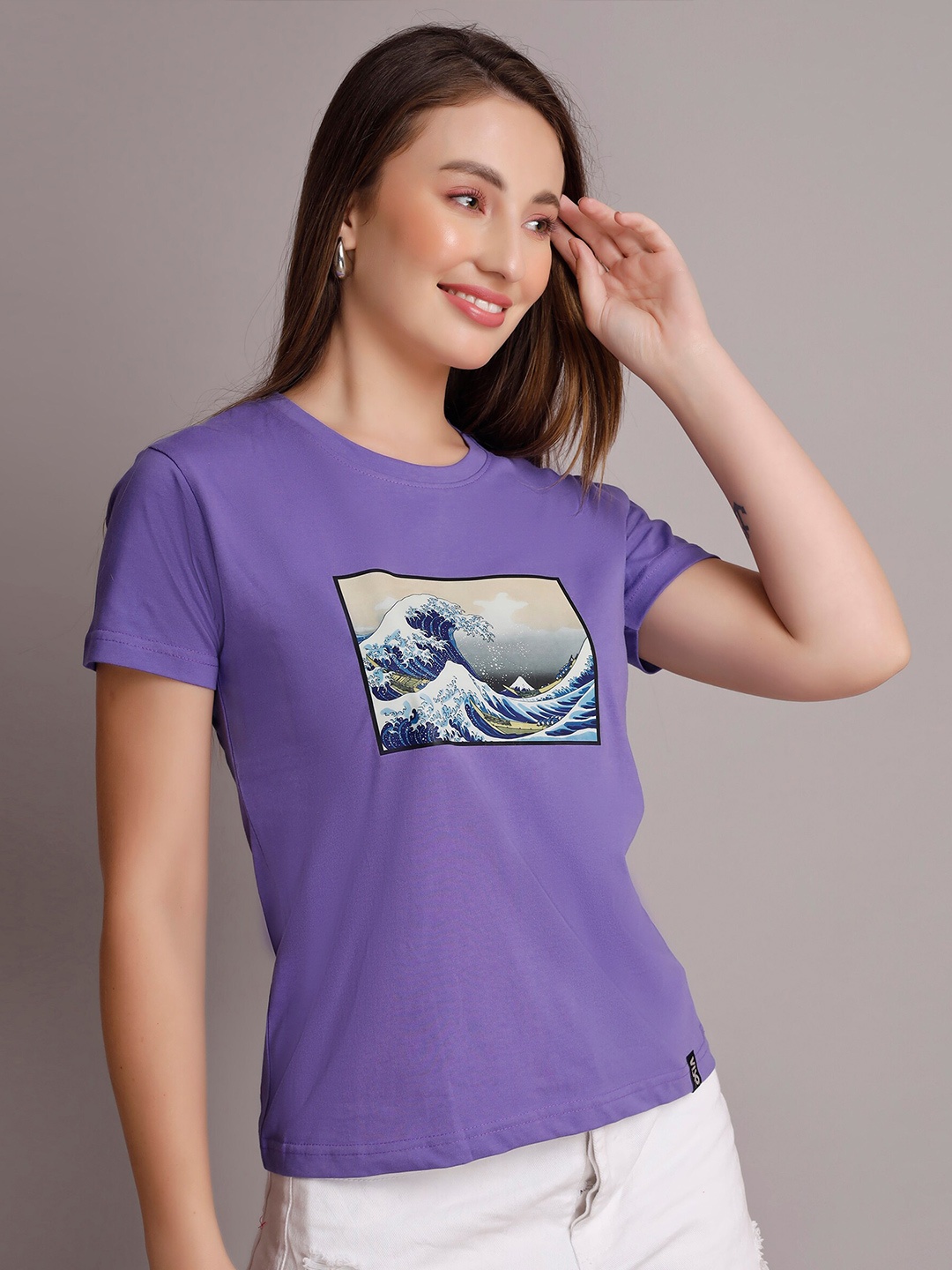 

VISO Graphic Printed Cotton T-shirt, Purple