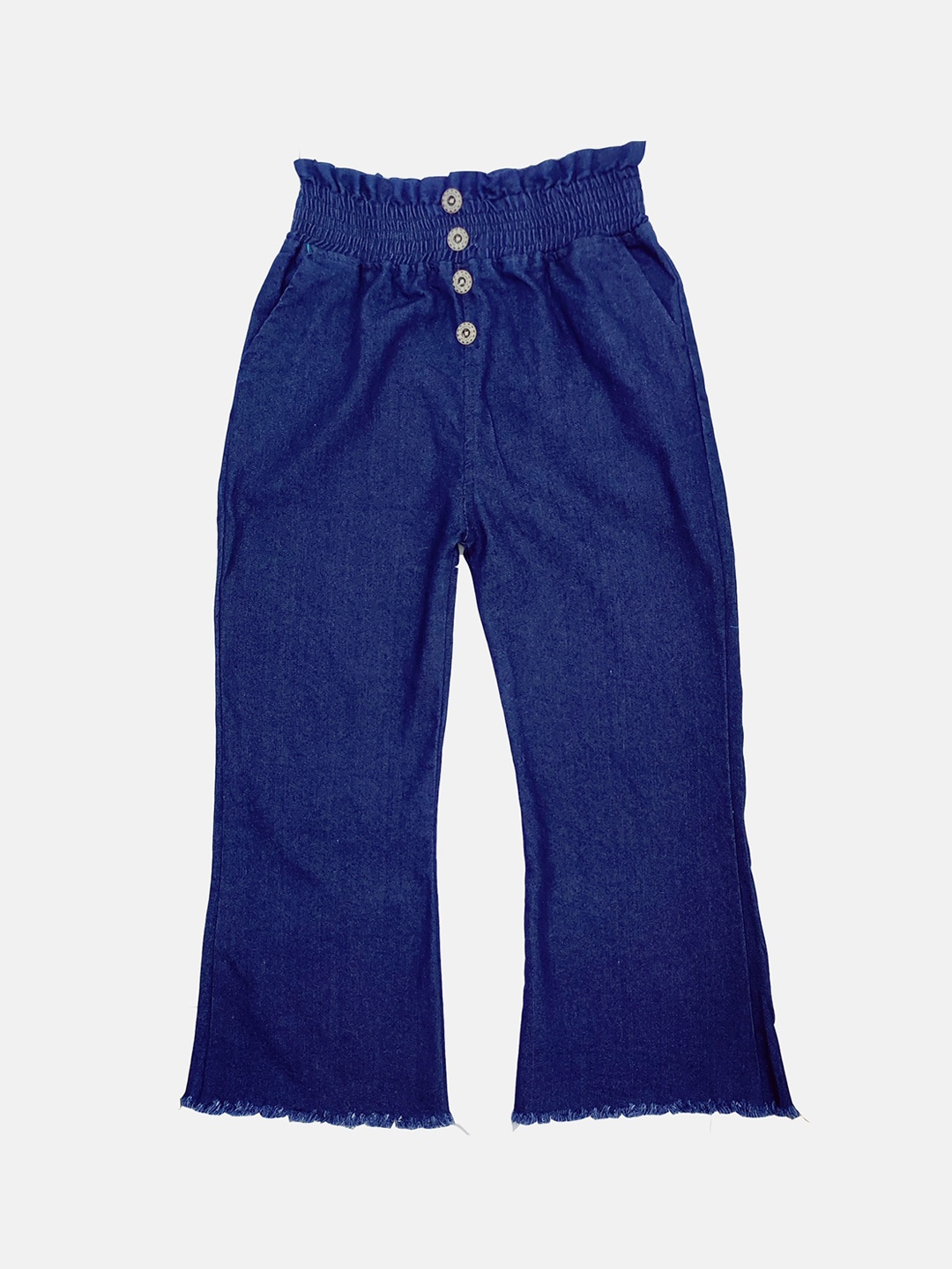 

MANZON Girls Flared Cotton Jeans, Navy blue