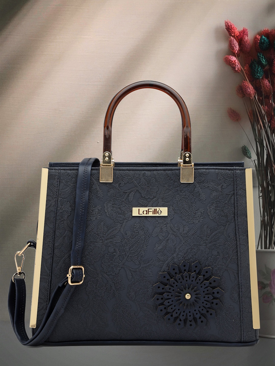 

LaFille Floral Printed Shopper Handheld Bag, Blue