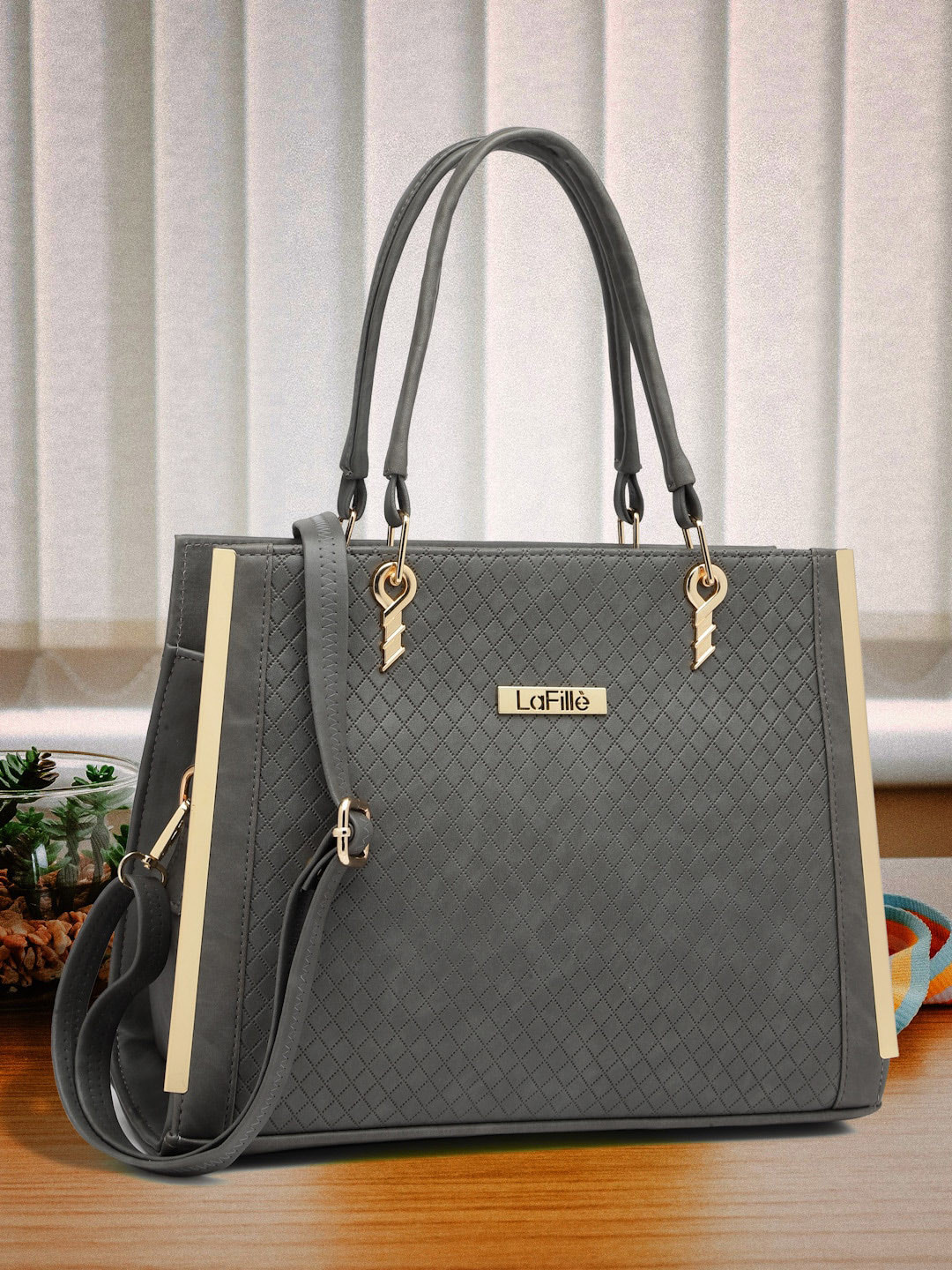 

LaFille Structured Handheld Bag, Grey