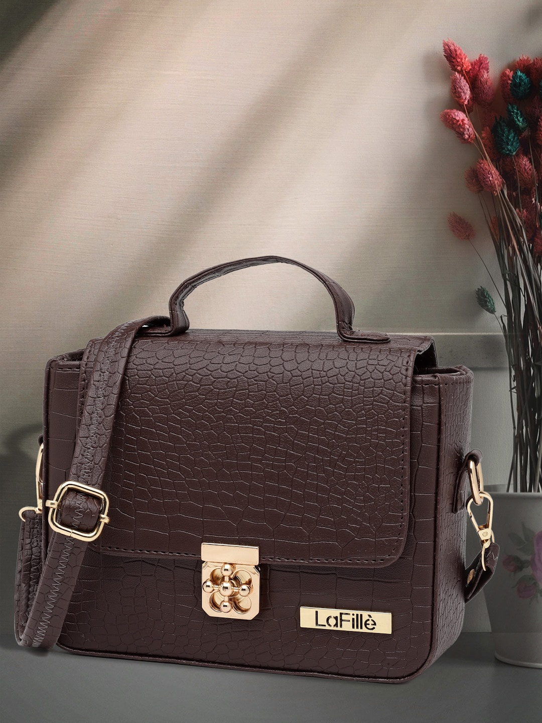 

LaFille Textured Structured Satchel, Brown