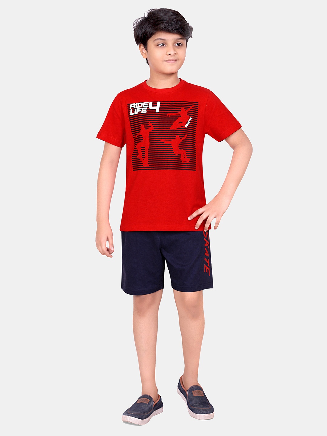 

BAESD Boys Printed Top with Shorts, Red