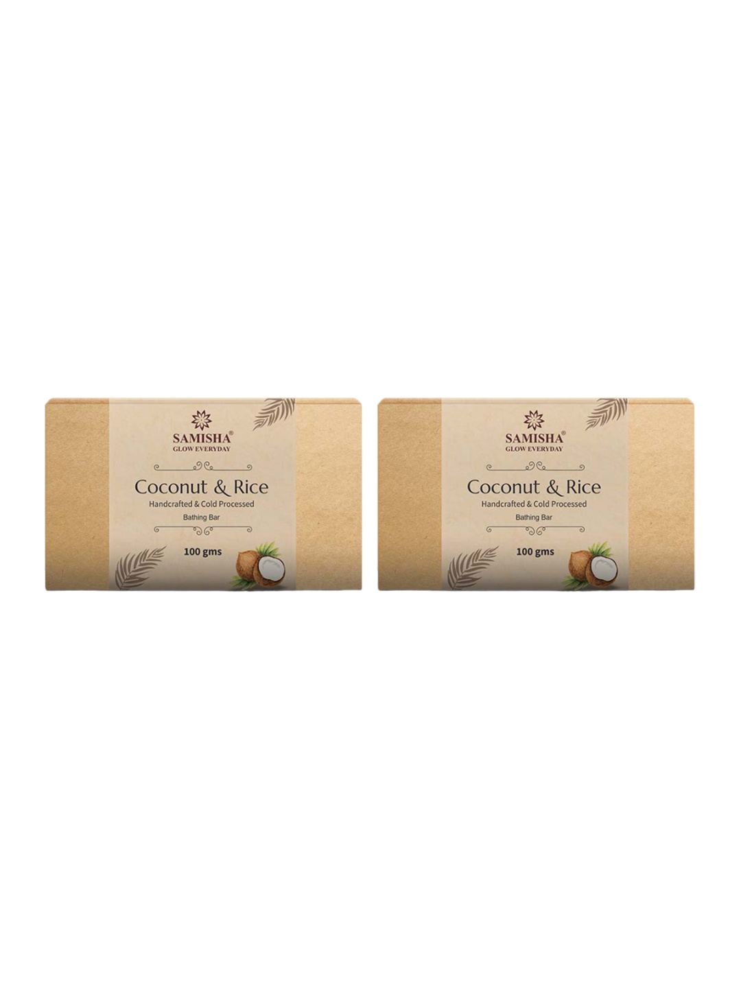 

SAMISHA Set of 2 Coconut & Rice Handcrafted & Cold Processed Bathing Bar - 100 g each, Beige