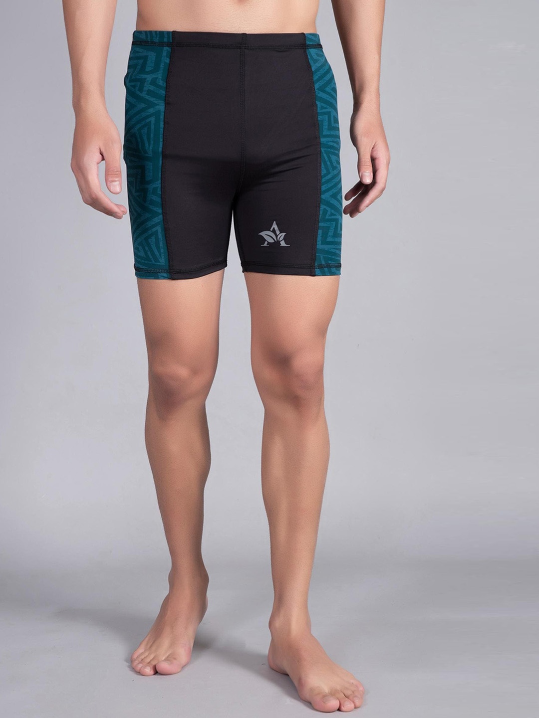 

Apraa & Parma Men Geometric Printed Swim Shorts, Black