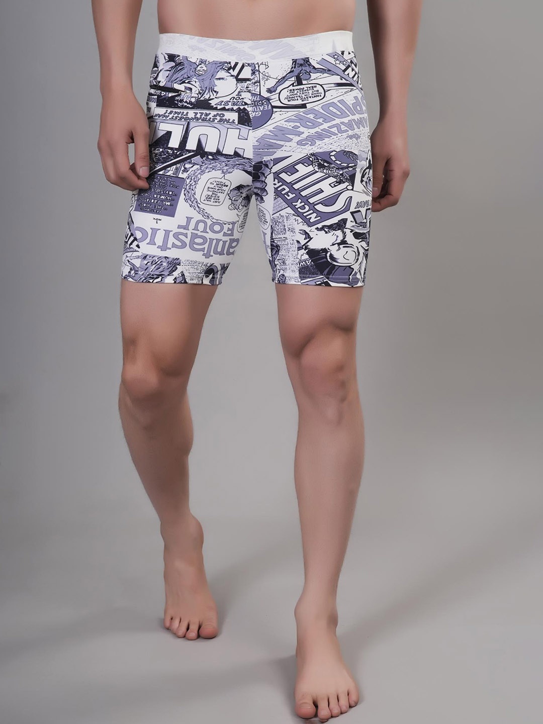 

Apraa & Parma Men Spider Man Printed Swim Bottoms, White