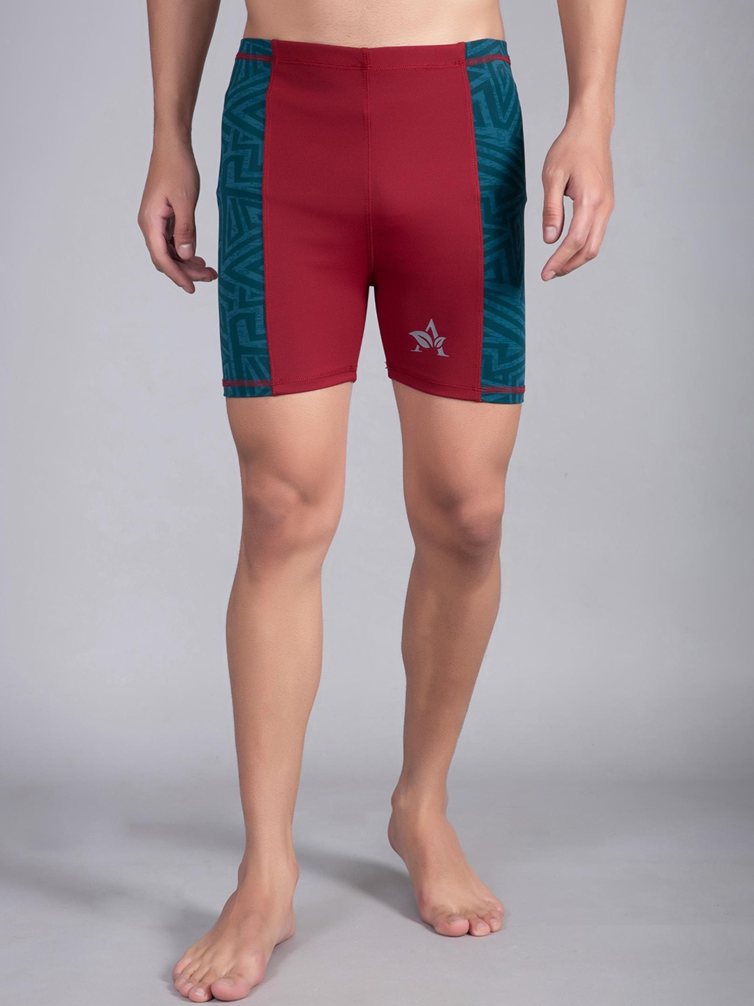 

Apraa & Parma Men Abstract Printed Swim Shorts, Maroon