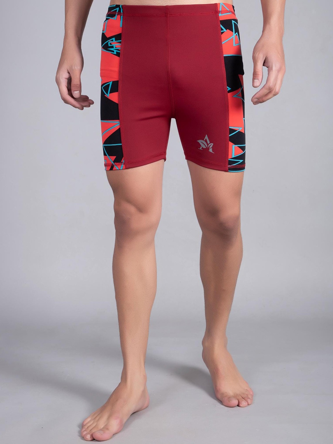 

Apraa & Parma Men Geometric Printed Elasticated Swim Shorts, Maroon