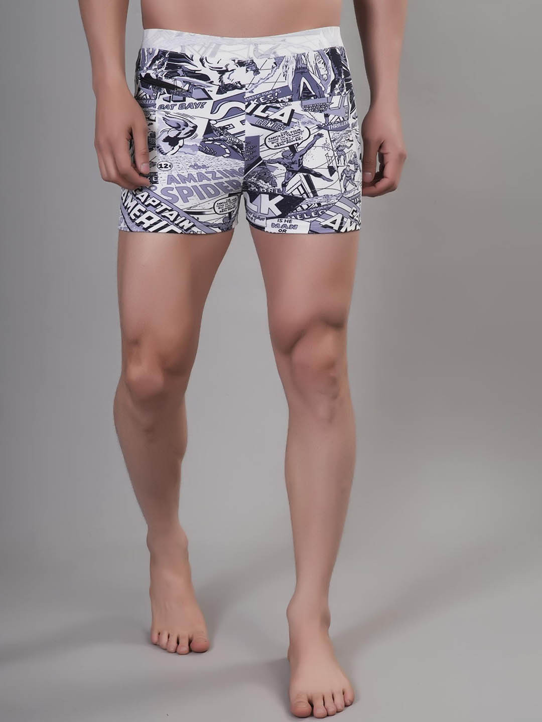 

Apraa & Parma Men Marvel Printed Swim Bottoms, White