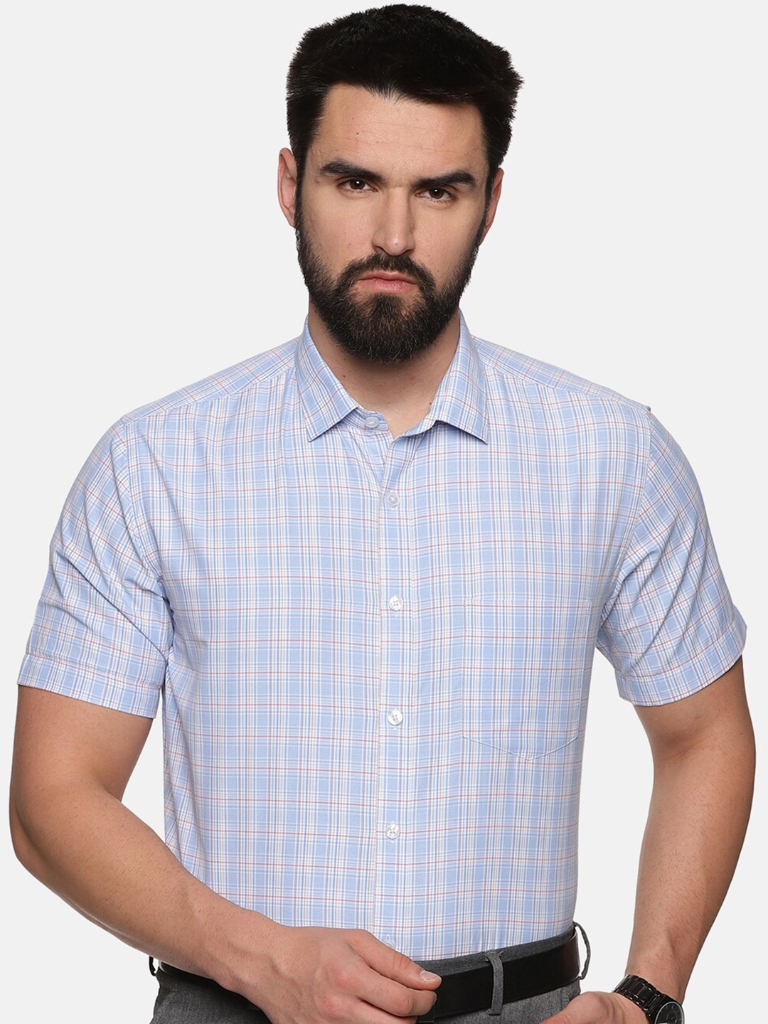 

DON VINO Comfort Tartan Checked Cotton Canvas Formal Shirt, Blue