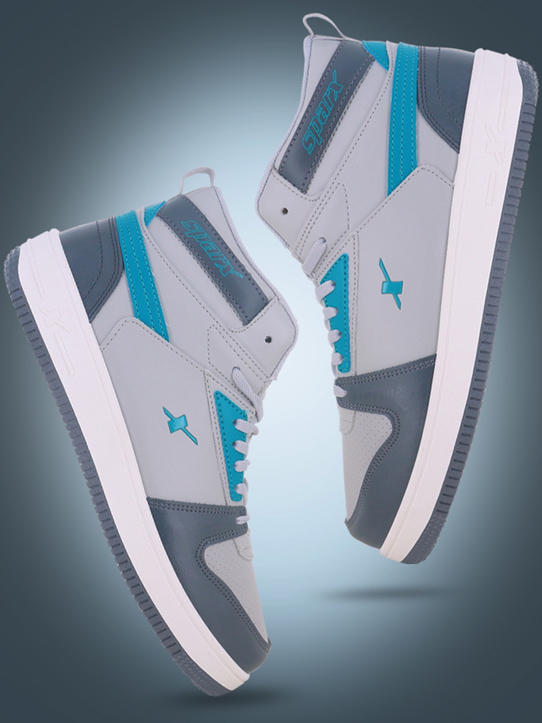 

Sparx Men Textured Mid-Top Casual Sneakers, Grey