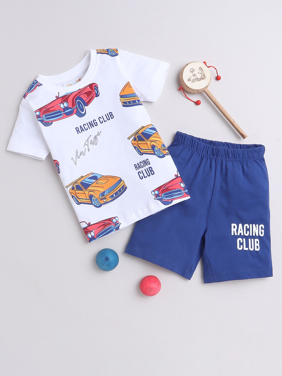 

BUMZEE Boys Printed T-shirt with Shorts, Navy blue