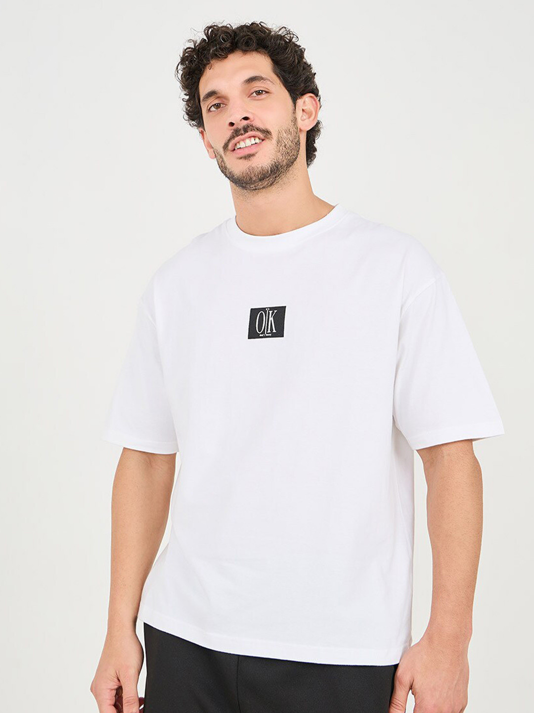 

Styli Typography Printed Pure Cotton Oversized T-shirt, White