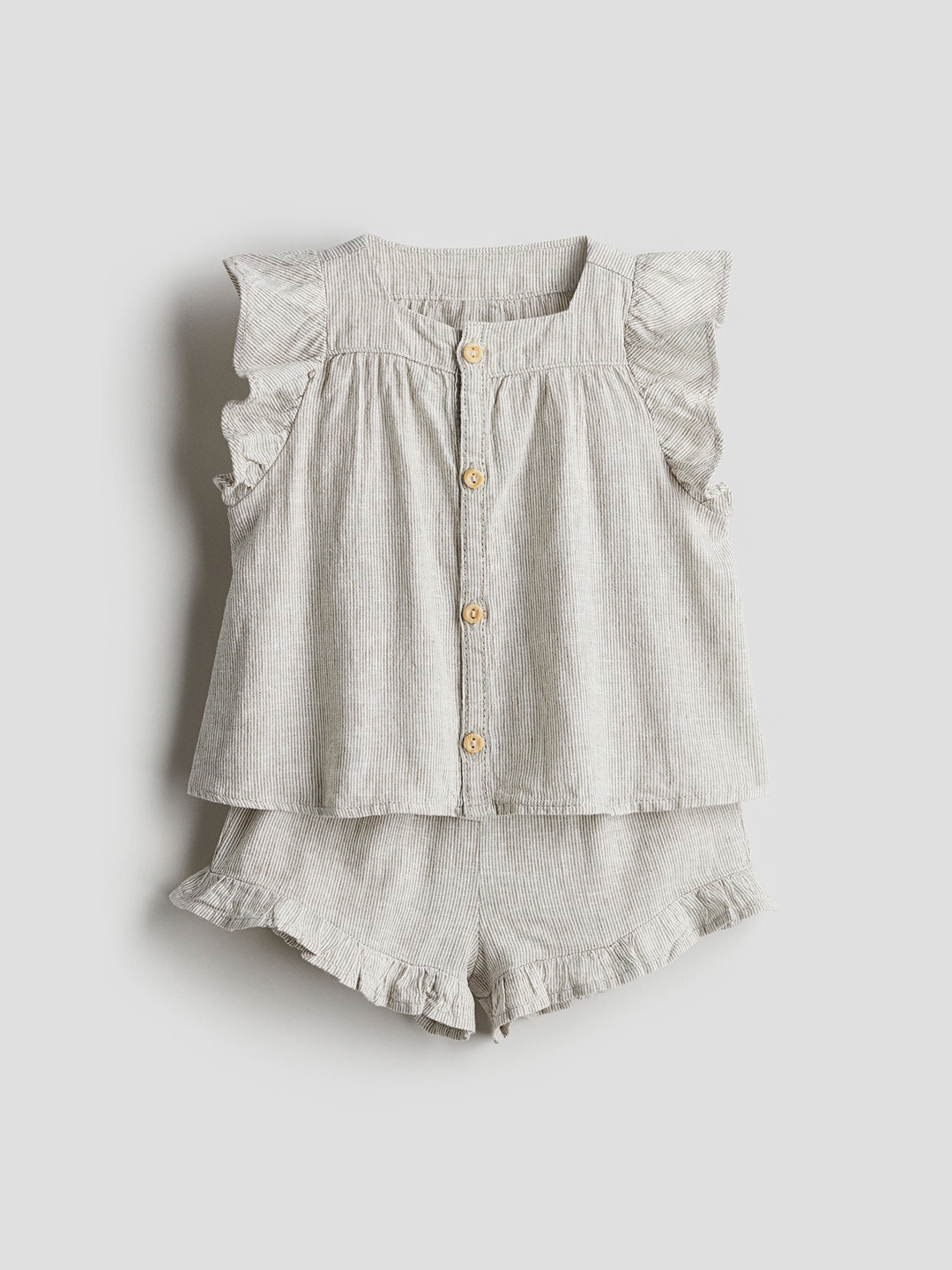 

H&M Girls 2-Piece Linen-Blend Set, Beige