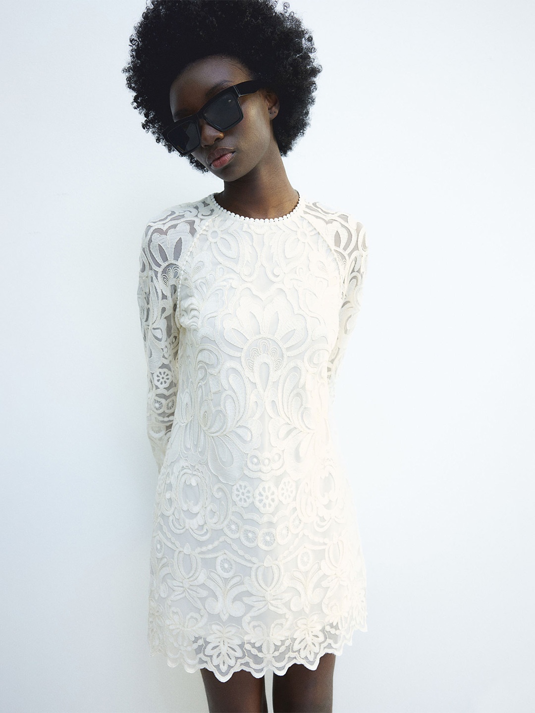 

H&M Embroidered Dress, White