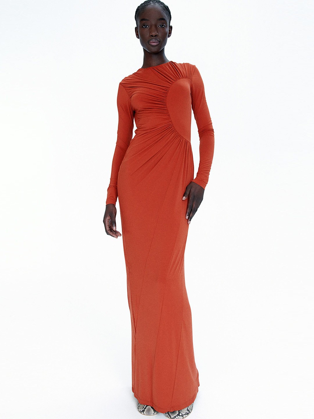 

H&M Gathered Bodycon Dress, Orange