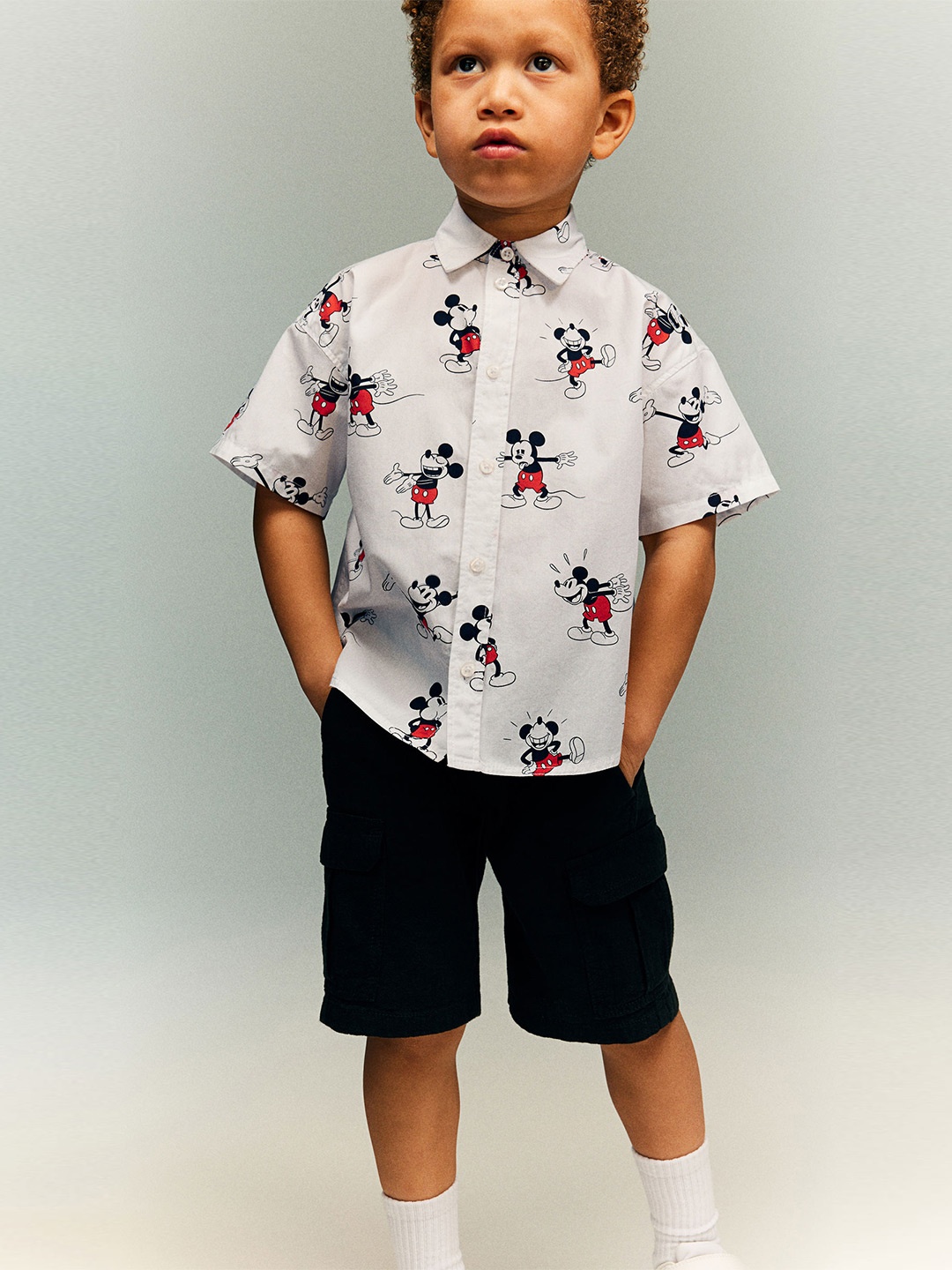 

H&M Boys Patterned Cotton Shirt, White