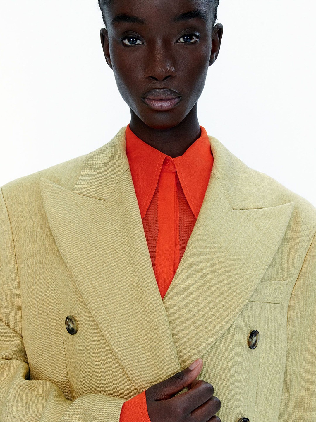 

H&M Fitted Mesh Shirt, Orange