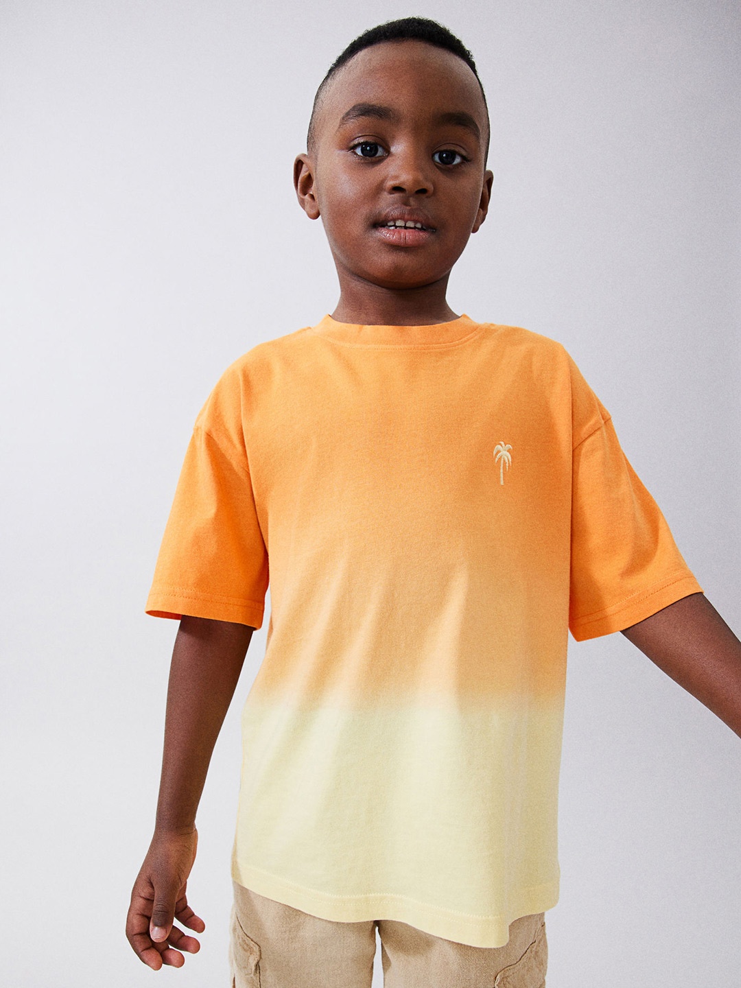 

H&M Boys Motif-Detail Cotton T-shirt, Orange