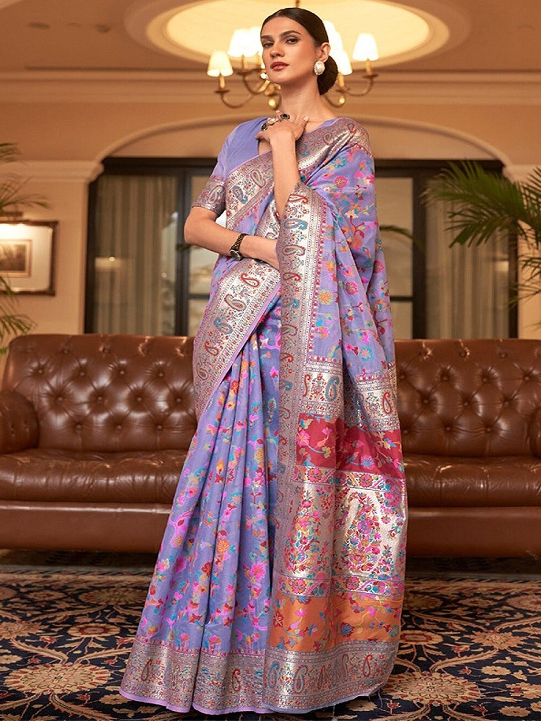 

SGF11 Woven Design Zari Banarasi Saree, Lavender