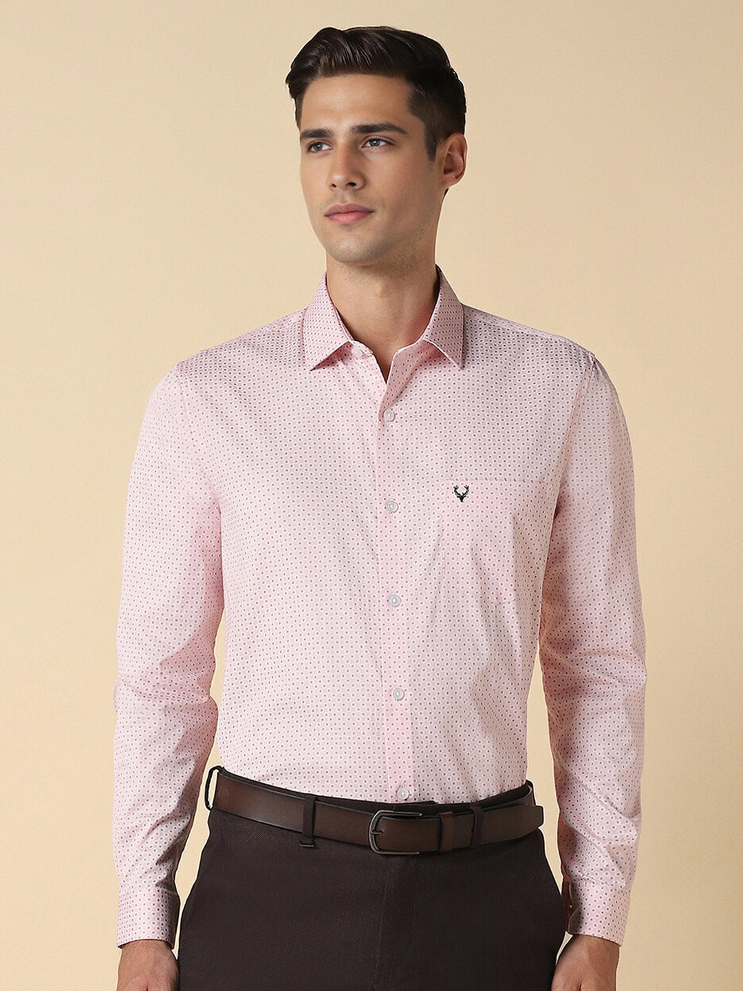 

Allen Solly Slim Fit Printed Pure Cotton Formal Shirt, Pink