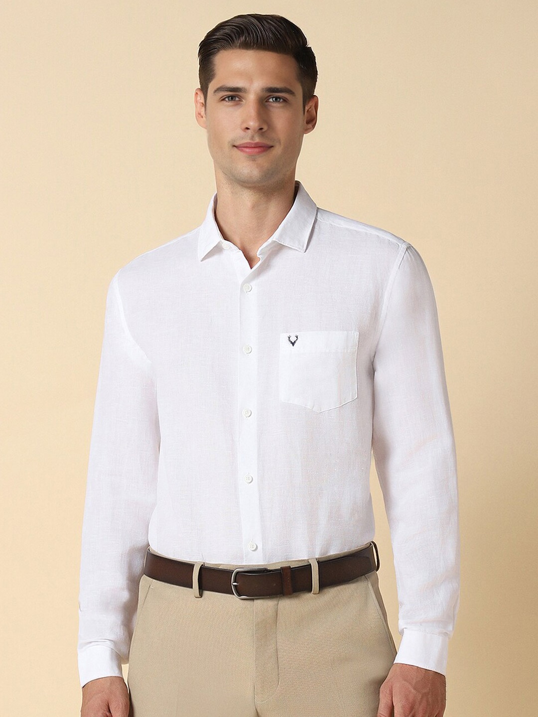 

Allen Solly Slim Fit Linen Cotton Formal Shirt, White