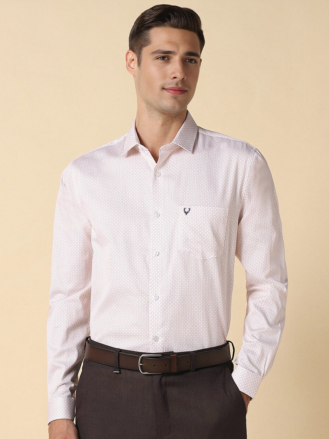 

Allen Solly Slim Fit Printed Pure Cotton Formal Shirt, Pink