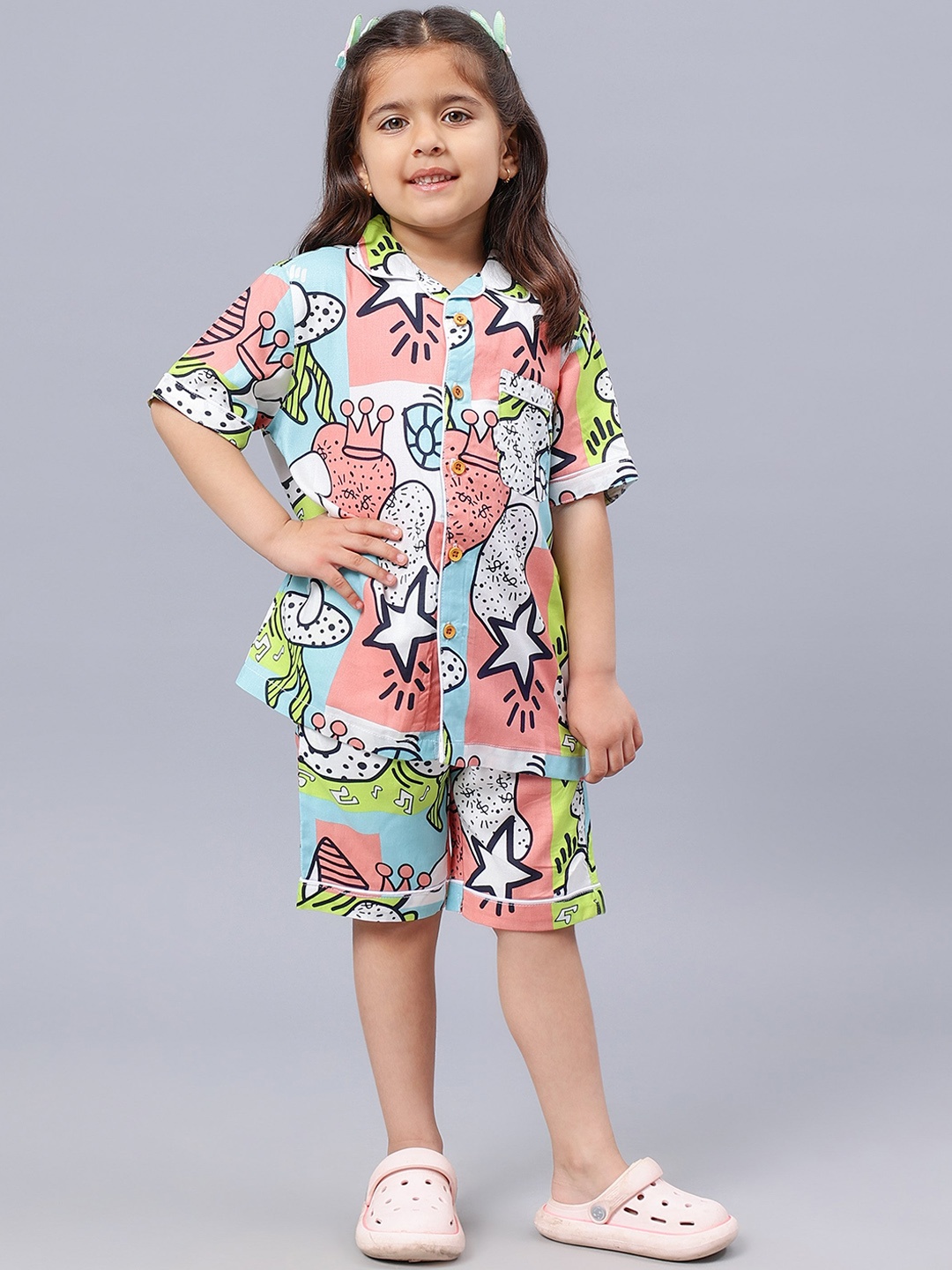 

Biglilpeople Kids Printed Night suit, White